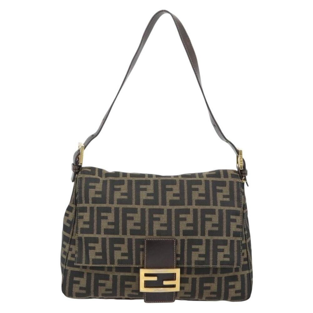 Fendi Zucca Mamma Baguette Shoulder Bag Black